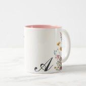 シックパーソナライズされたエレガントフローラ ツートーンマグカップ (正面右)