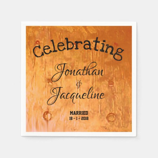 シックパーソナライズされたカッパーファインアート結婚ズナプキンス スタンダードカクテルナプキン (正面)