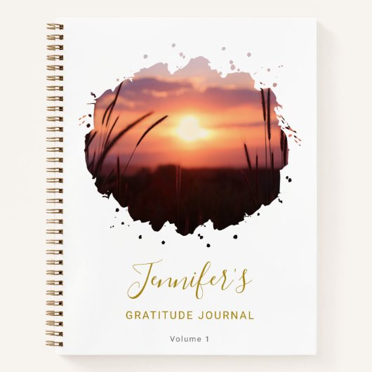 シックパーソナライズされたスプラッシュ写真感謝ジャーナル ノートブック (正面)