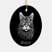 シックパーソナライズされたハンド描画ブラック&ホワイト セラミックオーナメント (右)