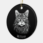 シックパーソナライズされたハンド描画ブラック&ホワイト セラミックオーナメント (左)