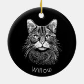 シックパーソナライズされたハンド描画ブラック&ホワイト セラミックオーナメント (裏面)