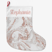 シックパーソナライズされたバラ金ゴールドフェイク大理石 ラージクリスマスストッキング (正面)
