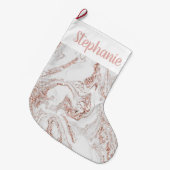 シックパーソナライズされたバラ金ゴールドフェイク大理石 ラージクリスマスストッキング (正面 (吊り時))