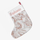 シックパーソナライズされたバラ金ゴールドフェイク大理石 ラージクリスマスストッキング (裏面 (吊り時))
