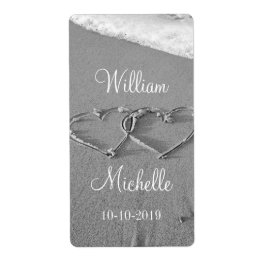 シックパーソナライズされたビーチ結婚式ワインボトルラベル ラベル