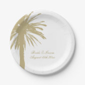 シックパーソナライズされたビーチ結婚式紙パーティープレート ペーパープレート (正面)