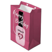 シックパーソナライズされたピモダンンク爪、 ネイルポーランド誕生日 ミディアムペーパーバッグ (正面アングル)