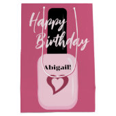 シックパーソナライズされたピモダンンク爪、 ネイルポーランド誕生日 ミディアムペーパーバッグ (裏面)