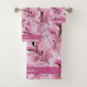 シックパーソナライズされたピンクグラムラグジュアリーパターン バスタオルセット (インサイチュ)