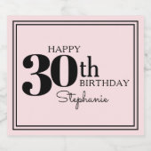 シックパーソナライズされたピンク30歳の誕生日を迎える彼女 スパークリングワインラベル (シングルラベル)
