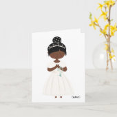 シックパーソナライズされたファースト聖体黒色の少女 カード (黄色い花)