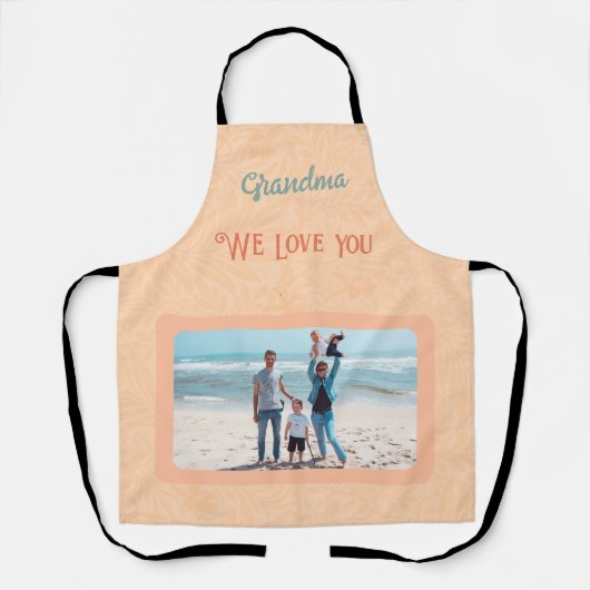 シックパーソナライズされたフォト文字おばあちゃんギフトオレンジ エプロン (正面)