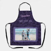 シックパーソナライズされたフォト文字おばあちゃんギフトバイオレット エプロン (正面)