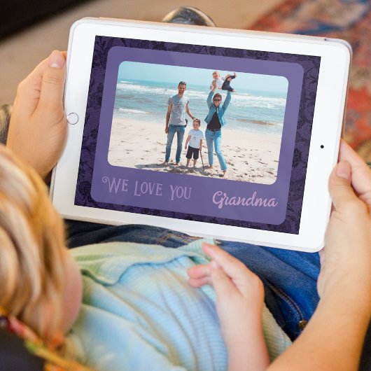 シックパーソナライズされたフォト文字おばあちゃんギフトバイオレット ポスター