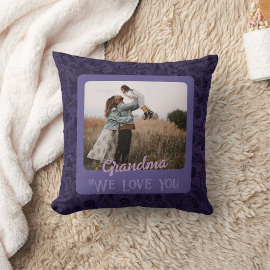 シックパーソナライズされたフォト文字祖父母ギフト クッション (ブランケット)