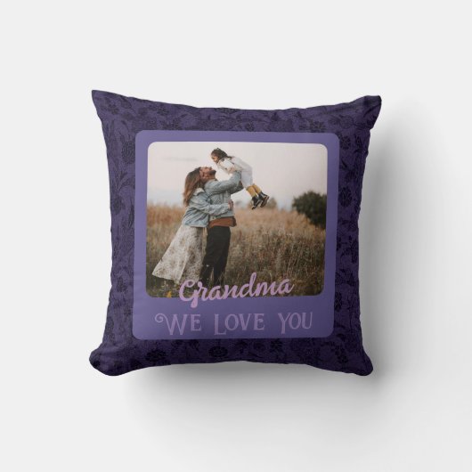 シックパーソナライズされたフォト文字祖父母ギフト クッション (正面)