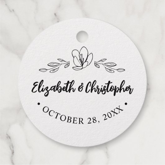 シックパーソナライズされたフローラ離れス結婚ズ フェイバータグ (裏面)