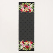 シックパーソナライズされたブラック水玉模様とバラ ヨガマット (裏面)