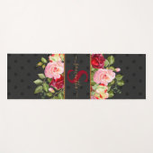 シックパーソナライズされたブラック水玉模様とバラ ヨガマット (正面(横))