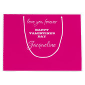シックパーソナライズされたホットピンクバレンタインデーかわいい ラージペーパーバッグ (正面)