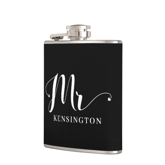 シックパーソナライズされたミスター新婚タイポグラフィ フラスク (左)