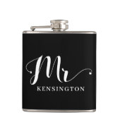 シックパーソナライズされたミスター新婚タイポグラフィ フラスク (正面)
