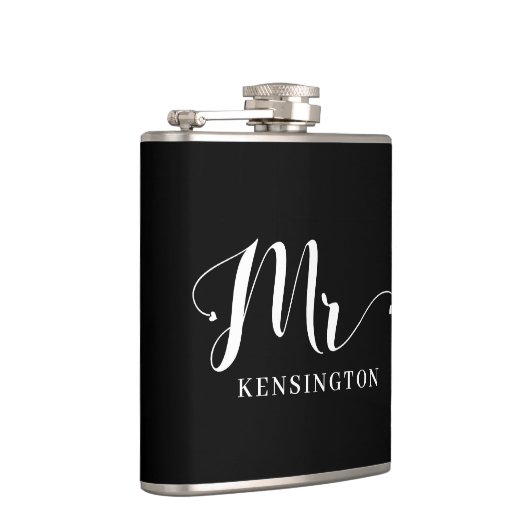 シックパーソナライズされたミスター新婚タイポグラフィ フラスク (右)