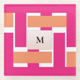 シックパーソナライズされたモノグラフェミニンムストライプ ガラスコースター