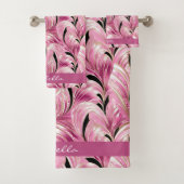 シックパーソナライズされたラグジュアリーピンクグラムパターンシャワー バスタオルセット (インサイチュ)