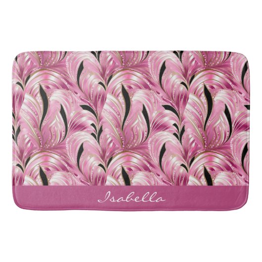 シックパーソナライズされたラグジュアリーピンクグレームパターン バスマット (正面)