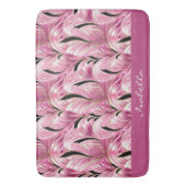 シックパーソナライズされたラグジュアリーピンクグレームパターン バスマット (正面縦)