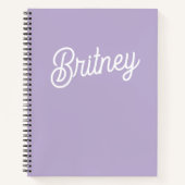 シックパーソナライズされたラベンダーパープルモノグラム名 ノートブック (正面)