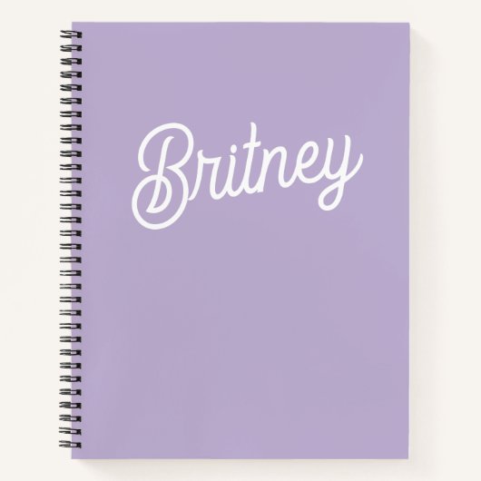 シックパーソナライズされたラベンダーパープルモノグラム名 ノートブック (正面)