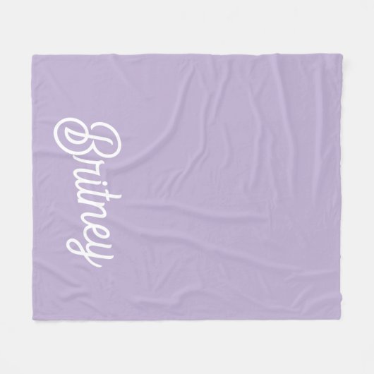シックパーソナライズされたラベンダーパープルモノグラム名 フリースブランケット (正面(横))