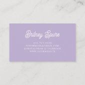 シックパーソナライズされたラベンダーパープルモノグラム名 名刺 (裏面)
