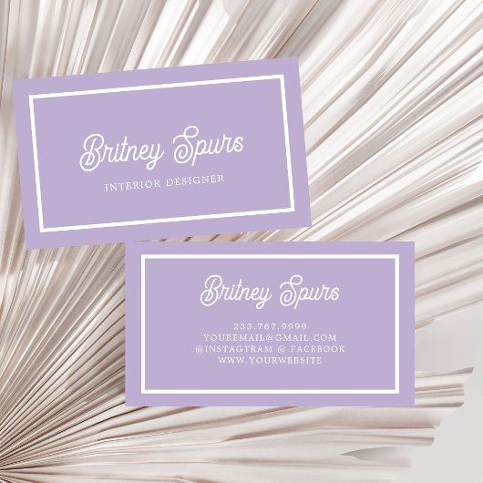 シックパーソナライズされたラベンダーパープルモノグラム名 名刺