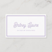 シックパーソナライズされたラベンダーパープルモノグラム名 名刺 (正面)