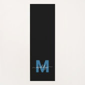 シックパーソナライズされた書名モノグラムブルー ヨガマット (正面)