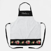 シックパーソナライズされた水玉模様とバラ縁ど エプロン (正面)