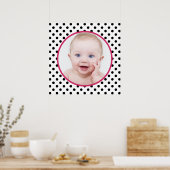 シックパーソナライズされた水玉模様ベビーフォトポスター ポスター (キッチン)