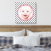 シックパーソナライズされた水玉模様ベビーフォト写真 キャンバスプリント (インサイチュ (寝室))