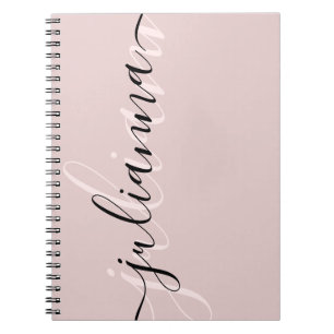 シックパーソナライズされた赤面ピンクとブラック ノートブック