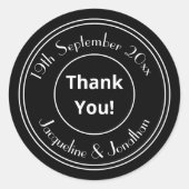 シックパーソナライズされたB&Wサンキュー封筒用シール ラウンドシール (正面)