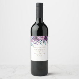 シックパープルきらめくフローラワイン金ゴールド結婚ズモン ワインラベル