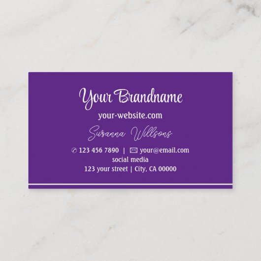 シックパープルとホワイトストライププロフェッショナルスタイリッシュ 名刺 (裏面)