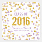 シックパープルと金ゴールドグリッター卒業 スクエアシール (正面)