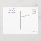 シックパープルアジサイ結婚式招待状ハガキ ポストカード (裏面)