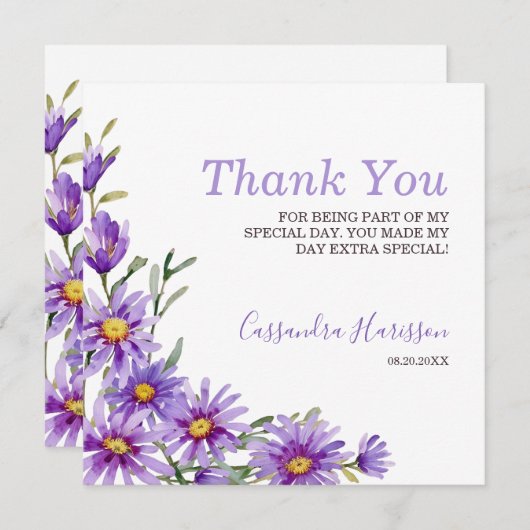 シックパープルアスターフローラ サンキューカード (正面/裏面)