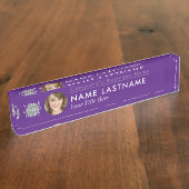 シックパープルカスタムロゴ写真のモダンプロフェッショナル デスクネームプレート (側面)